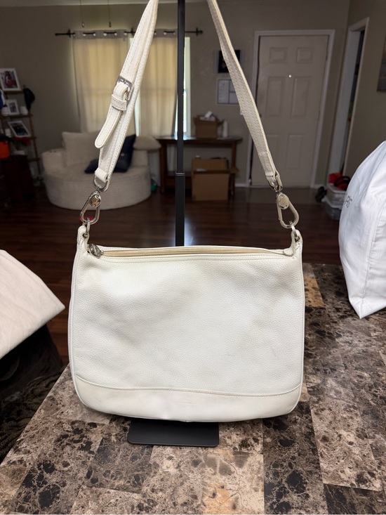 Longchamp Handbags - Longchamp Off-White Leather Shoulder Bag